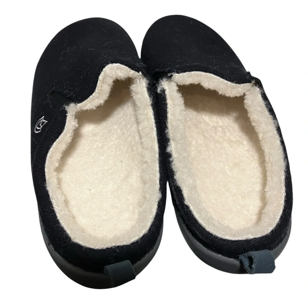 Spenco Black Fleece Lined Wool Blend Black Slip On Slipper House Shoes Womens 9 - Picture 5 of 13
